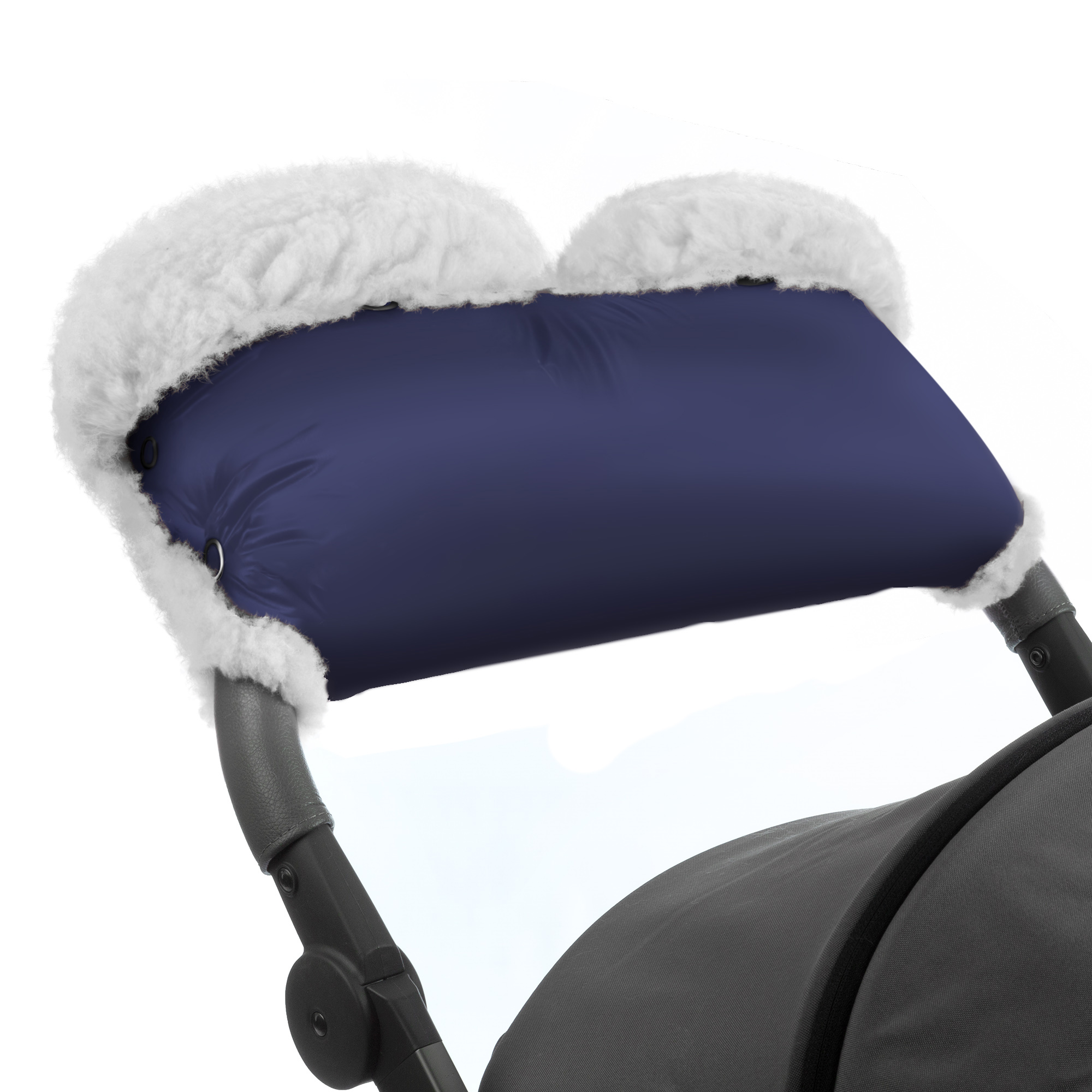 Муфта для рук на коляску Esspero Soft Fur Lux (Натуральная шерсть) (Navy)