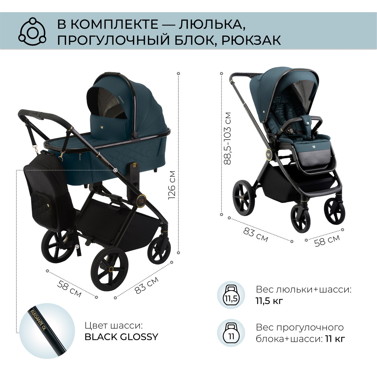 Коляска 2 в 1 Sweet Baby Elegante GL Blue la7zvr30xinopah0uo0rsqqk10k3h7u2