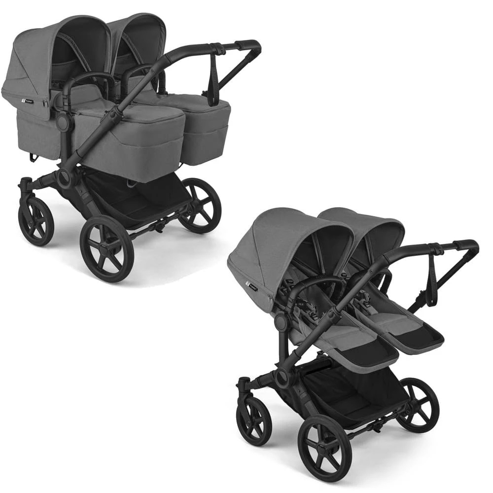 Коляска для двойни 2 в 1 Bugaboo Twin Donkey 6 (Black/Moon Grey)