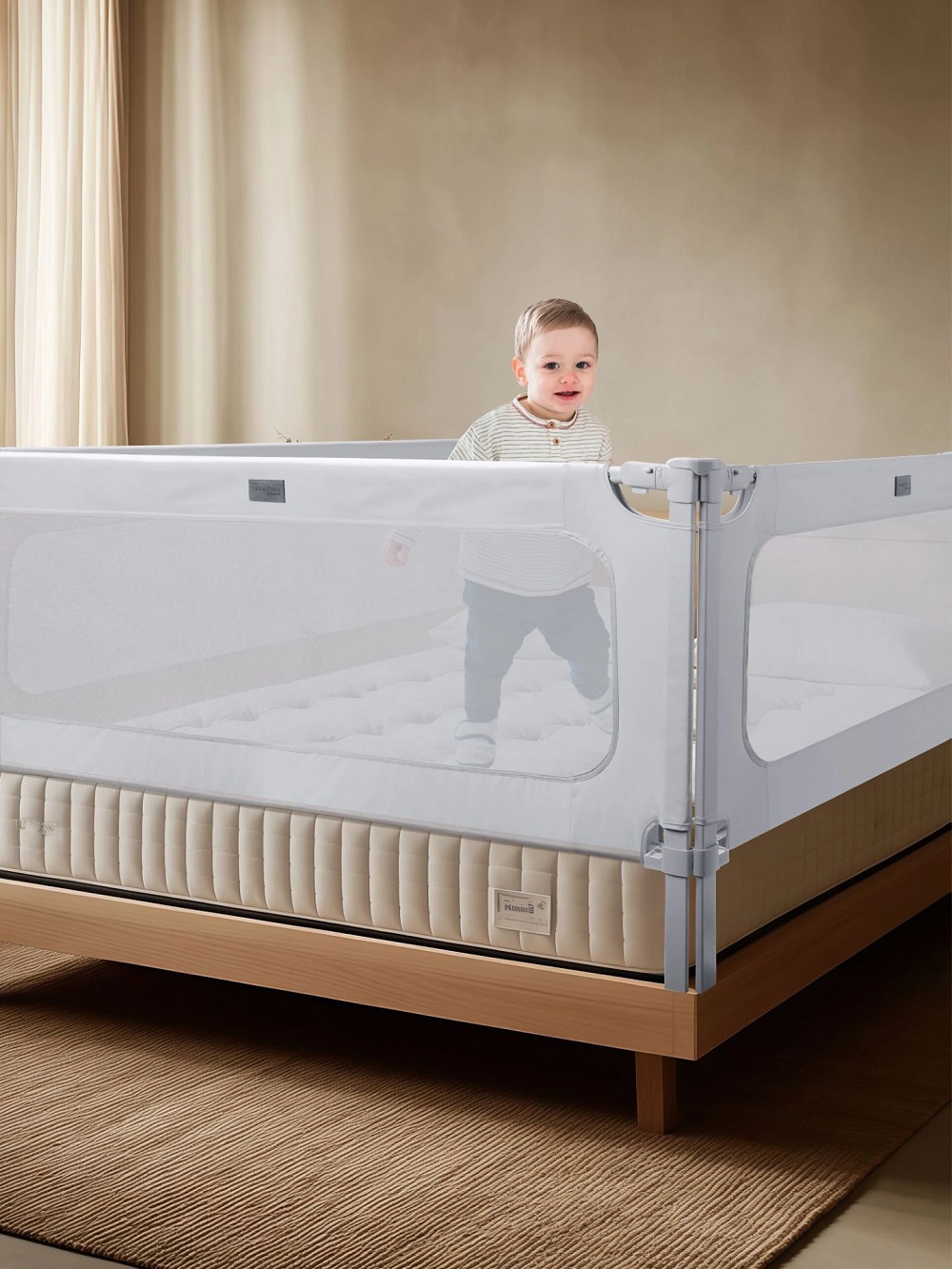 Барьер защитный для кровати Amarobaby Caveo (серый, 140 см)