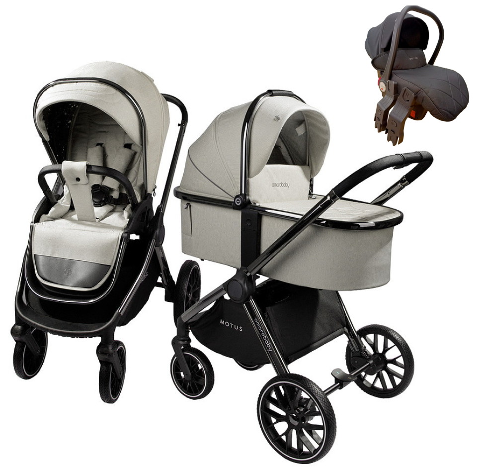 Коляска 3 в 1 Amarobaby MOTUS V2 (Белый)