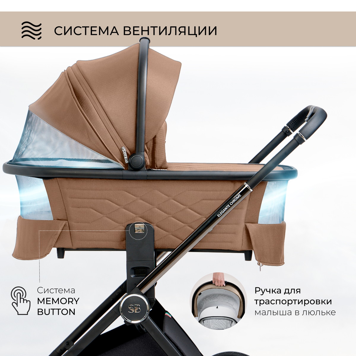 Коляска 2 в 1 Sweet Baby Elegante Chrome Brown 7pxcsfxnng4xvyzx86otl7d3flztc806