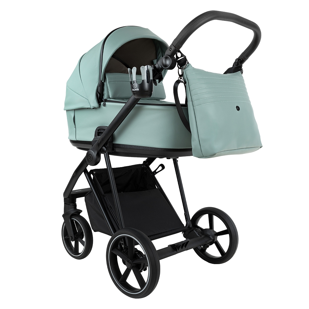Коляска 2 в 1 Roan Sol Кожа (Misti Mint/Grey/руч. Серый)