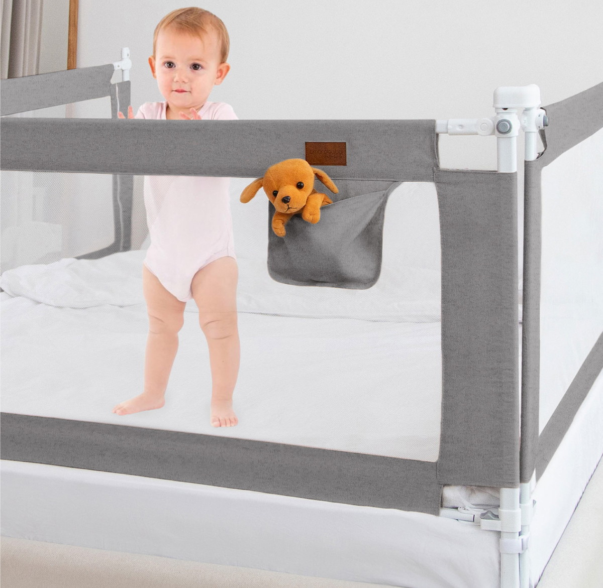 Барьер для кровати AmaroBaby Linear 140 см серый nkdenkpjkx2q5psrnkwlr1omypl8hfpj