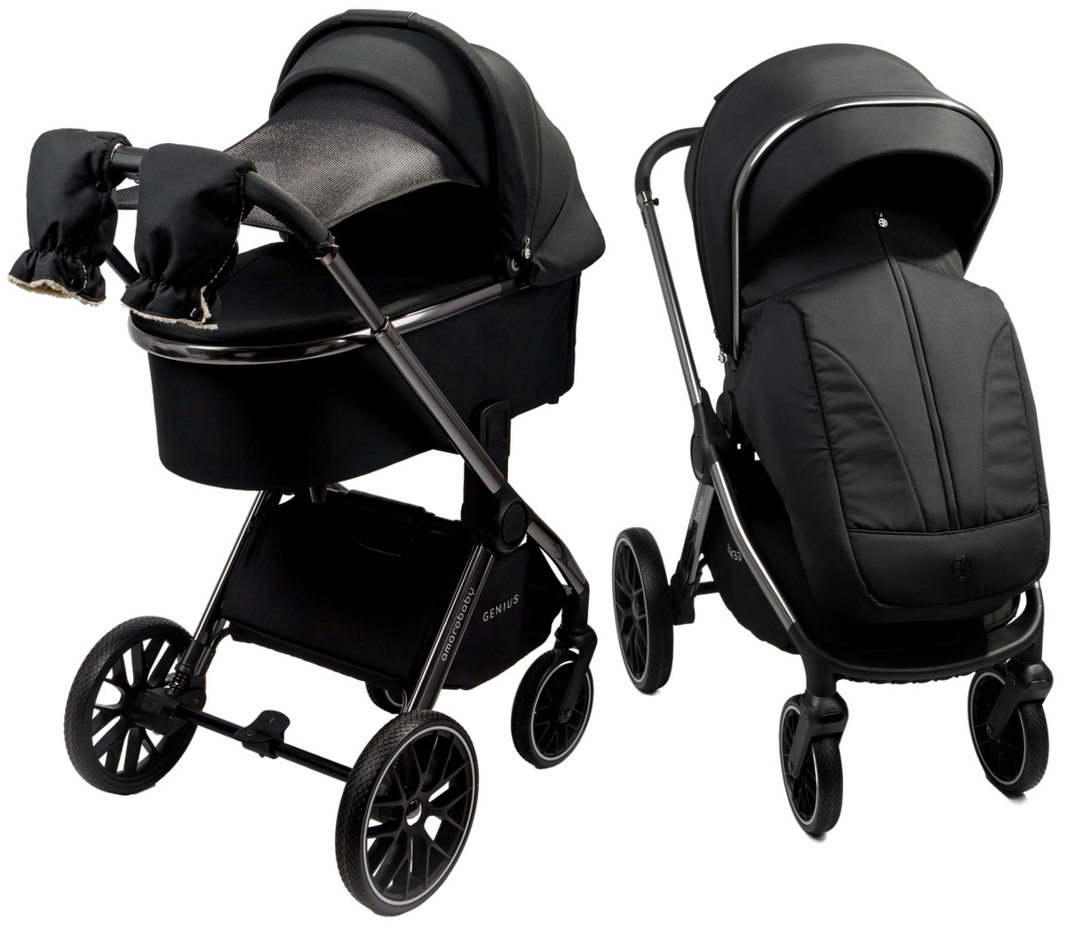 Коляска 2 в 1 Amarobaby Genius (Черный)
