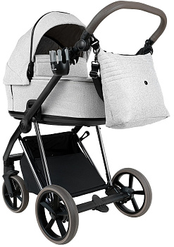 Коляска 2 в 1 Roan Sol Vintage Luxury Кожа (Pixel/Light/Nickel/руч.Cappuccino)