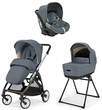 Коляска 3 в 1 Inglesina Electa 2025 (DRW i-Size) с подставкой под люльку Stand Up (Union Grey)