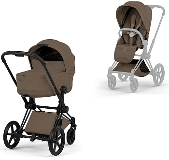 Коляска 2 в 1 Cybex Priam V Matt Black Style Collection (Coconut Brown)