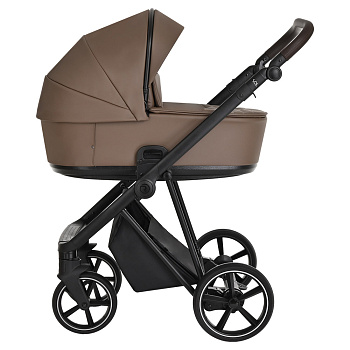 Коляска 3 в 1 Roan Sol Кожа (Camel/Black/руч.Тем.коричневый)