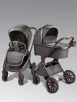 Коляска 2 в 1 Amarobaby Motus Premium Ecco Exclusive (Экокожа) (серый)