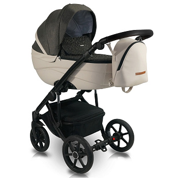Коляска 2в1 BEXA IDEAL (черный+бежевая кожа)