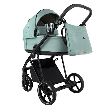 Коляска 2 в 1 Roan Sol Кожа (Misti Mint/Grey/руч. Серый)