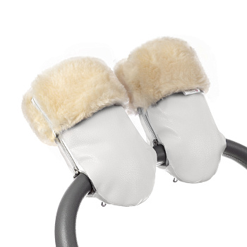 Муфта-рукавички для коляски Esspero Double Leatherette (Натуральная шерсть) (White)