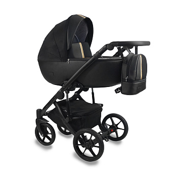 Коляска 2в1 BEXA AIR  (черная кожа+золотой)