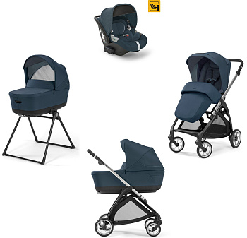 Коляска 3 в 1 Inglesina Electa 2024 (DRW i-Size) с подставкой под люльку Stand Up (Hudson Blue)