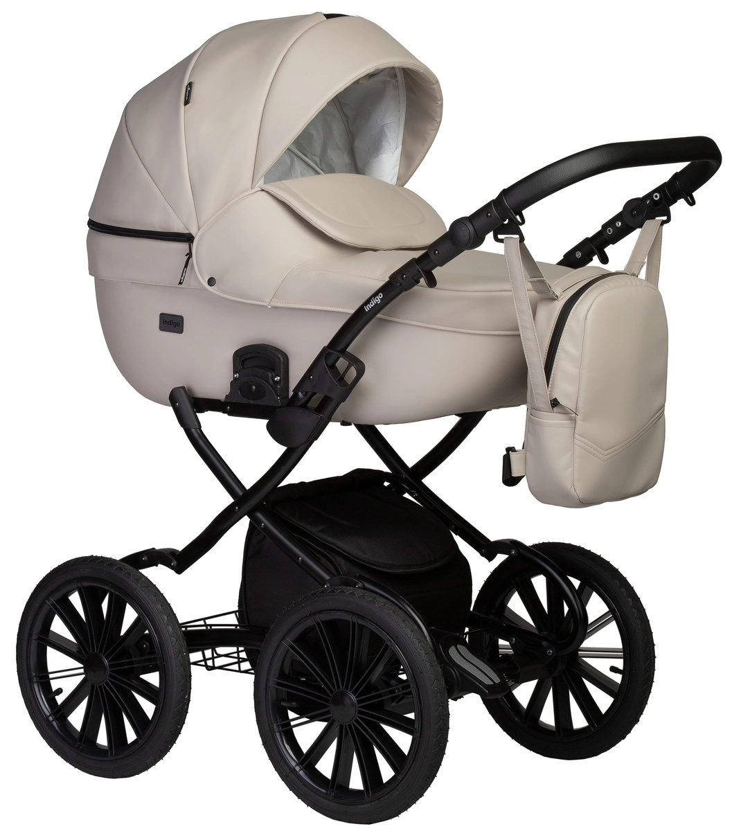 Коляска 2 в 1 Indigo MIO ECO Plus 14"  (02 (св.бежевая кожа))