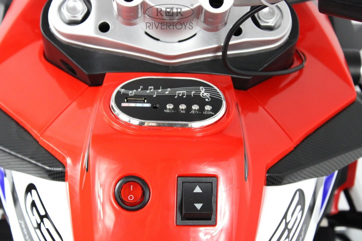 Детский электромотоцикл RiverToys М009БХ красный hnfh0ylua89of7b3sy0iy0vkt8xuo456