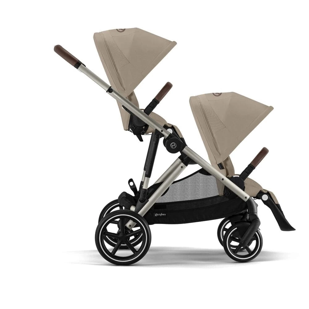 Прогулочная коляска для двойни Cybex Gazelle S TPE (Almond Beige с корзиной и дождевиками)