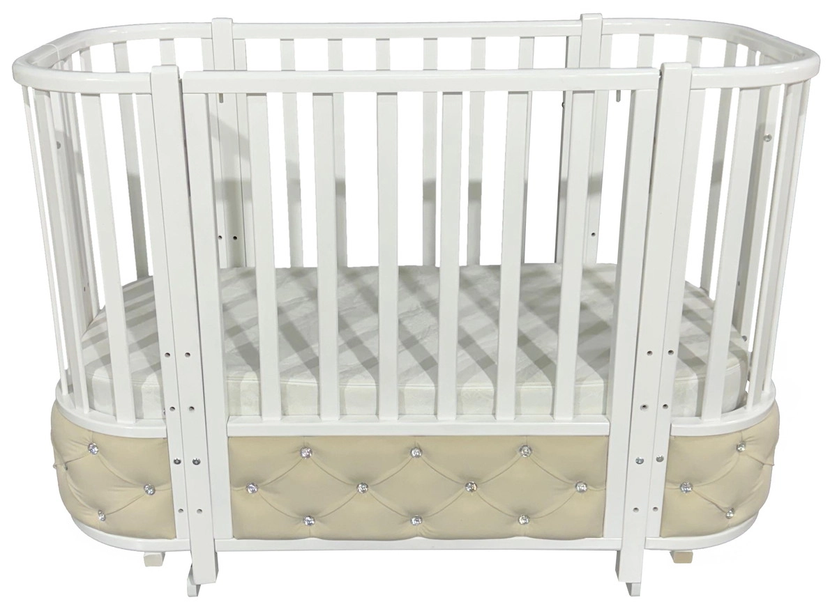 Детская кроватка КЕДР Estelle Elegance 4 велюр (маятник) (белый/белый)