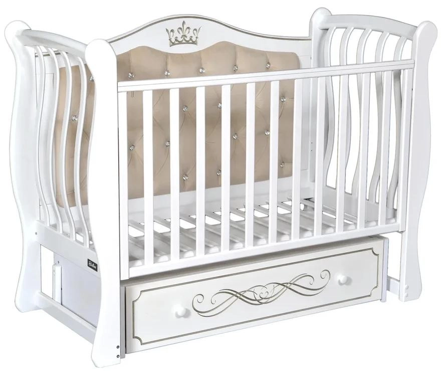 Детская кроватка Bellini Tiffany Elegance (универсальный маятник, мягкая спинка) белый m7eyby0o937n9nuxhk6scklq6h98f6wd