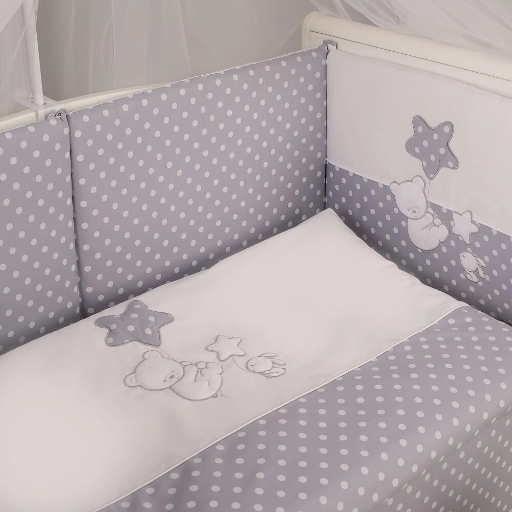 Комплект постельного белья Lepre Baloons 6 предметов (125*65) Серый горох 108128610-komplekt-postelnogo-belya-lepre-baloons-6-predmetov-12565-serii-go