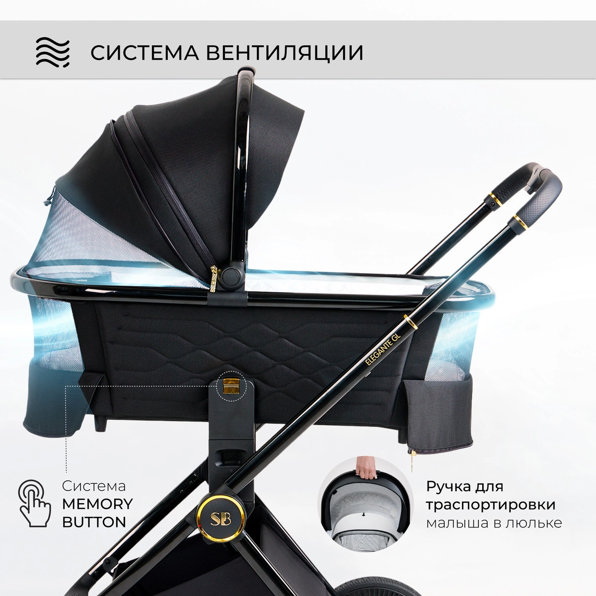 Коляска 3 в 1 Sweet Baby Elegante GL Black ucu090zg0wfd0g8kyboo162ht62jxd2g