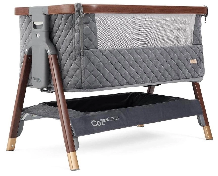 Колыбель для новорожденных приставная Tutti Bambini CoZee Luxe с колесами (Walnut/Slate)