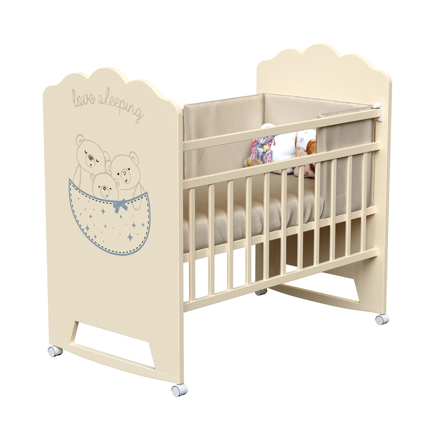 Детская кроватка ВДК Love Sleeping (колесо-качалка) слоновая кость 108133746-detskaya-krovatka-vdk-love-sleeping-koleso-kachalka-slonovaya-kost