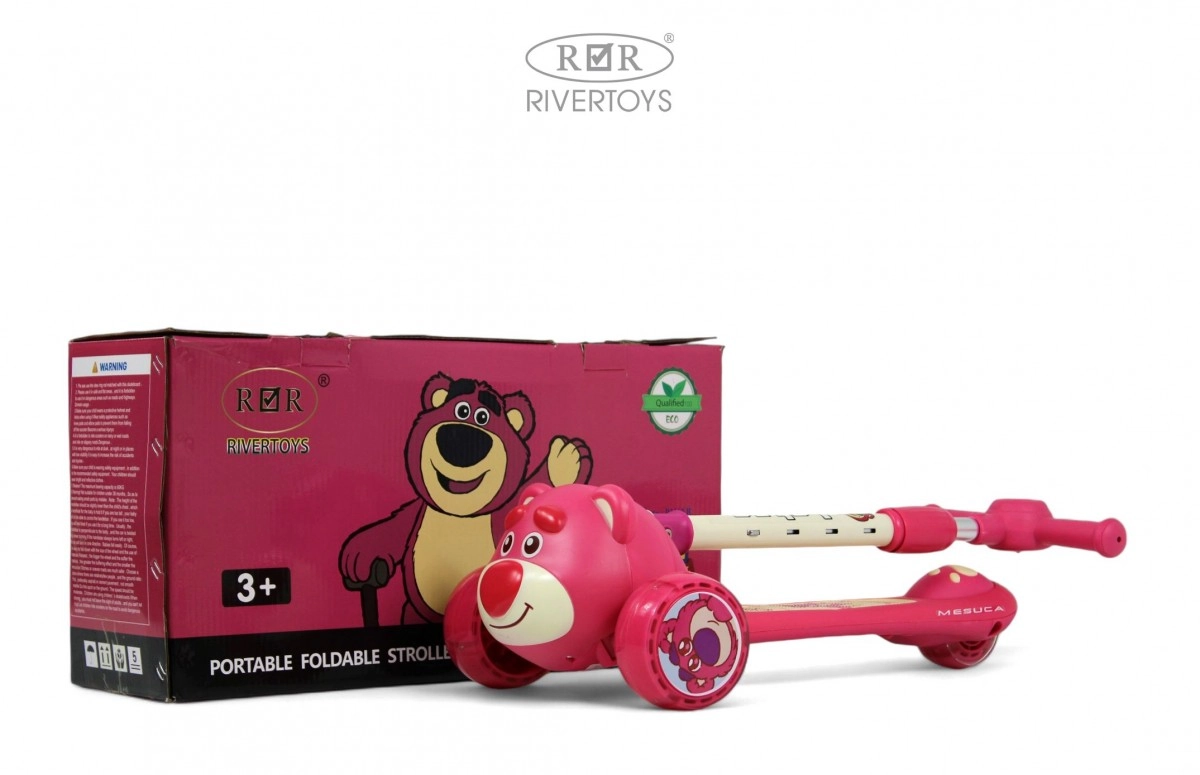 Детский самокат RiverToys HB-T-12 розовый 0jr3r3ncylgt39nvuv4an1y1iq5e1dv9