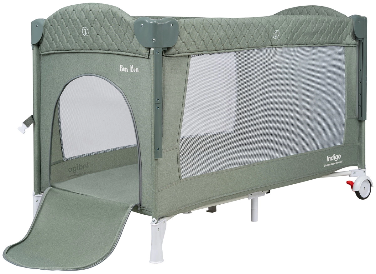 Манеж-кровать Indigo Bon-Bon, лен, приставной, 2 уровня зеленый 60vnqo9g4b0jor8ls6k0t632x0ez1bxu