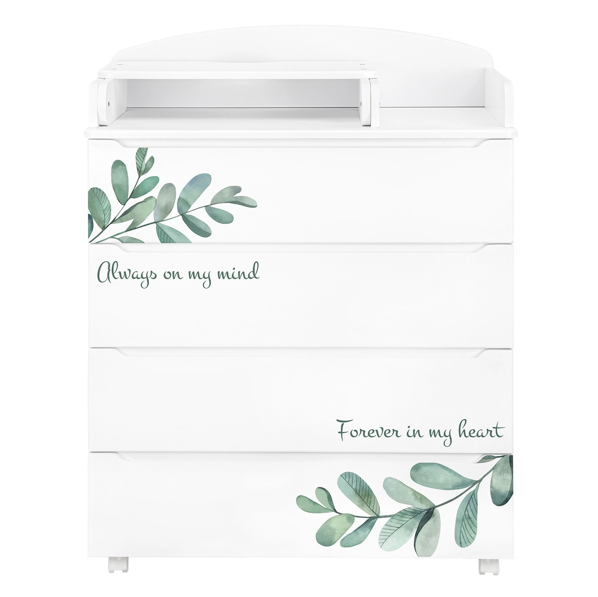 Комод Indigo Green Line с узким пеленальным столиком, ЛДСП, МДФ  Листочки e6xb7gsxtop6exm9xqtablqinwnhscie