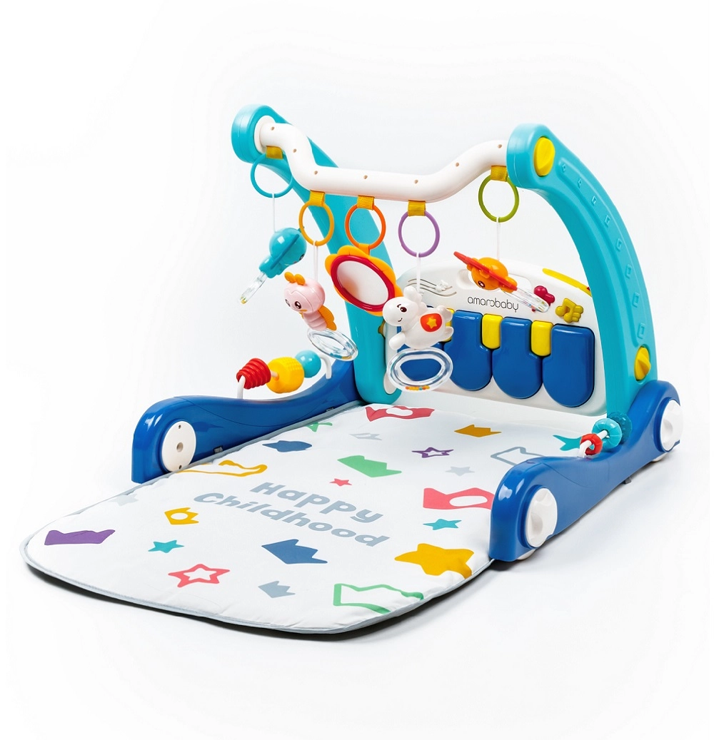 Каталка-ходунки Amarobaby Play Way 2 в 1 с развивающим ковриком и встроенной игровой панелью Синий 571f434729ba439801c54909f5fa90eb