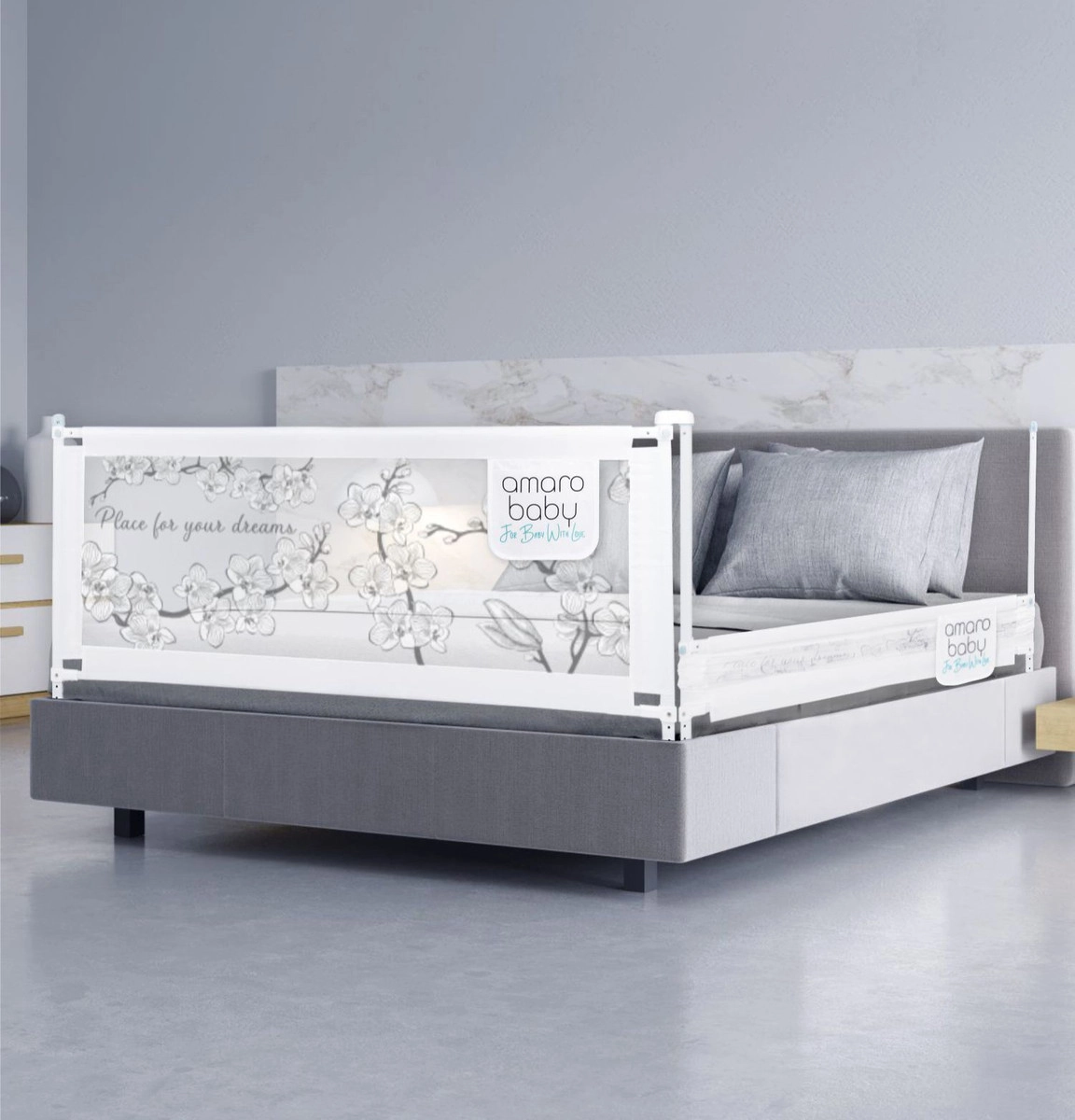 Барьер защитный для кровати Amarobaby Safety of Dreams Белый, 140 см ysmhq3r62iv8aq2kqbw85m1pqiljroqr