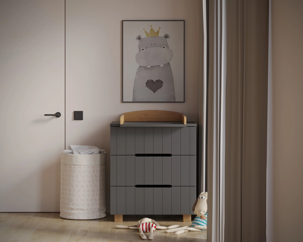 Детский пеленальный комод Incanto Vikki 800/3 МДФ графит-бук lw90mnee0eddwdyd6f38ggj26z60q4wv