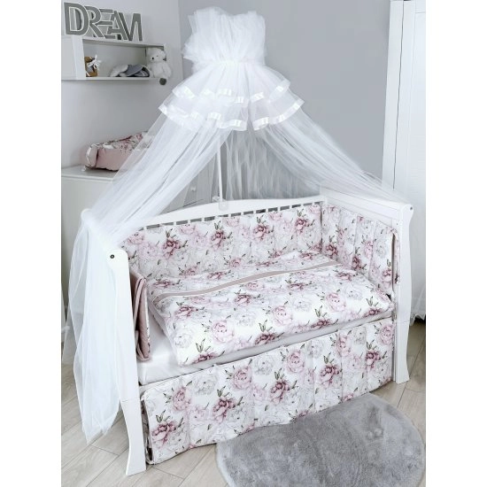 Комплект постельного белья Lepre Lovely roses 6 предметов (125*65) (Белый/Розовый)