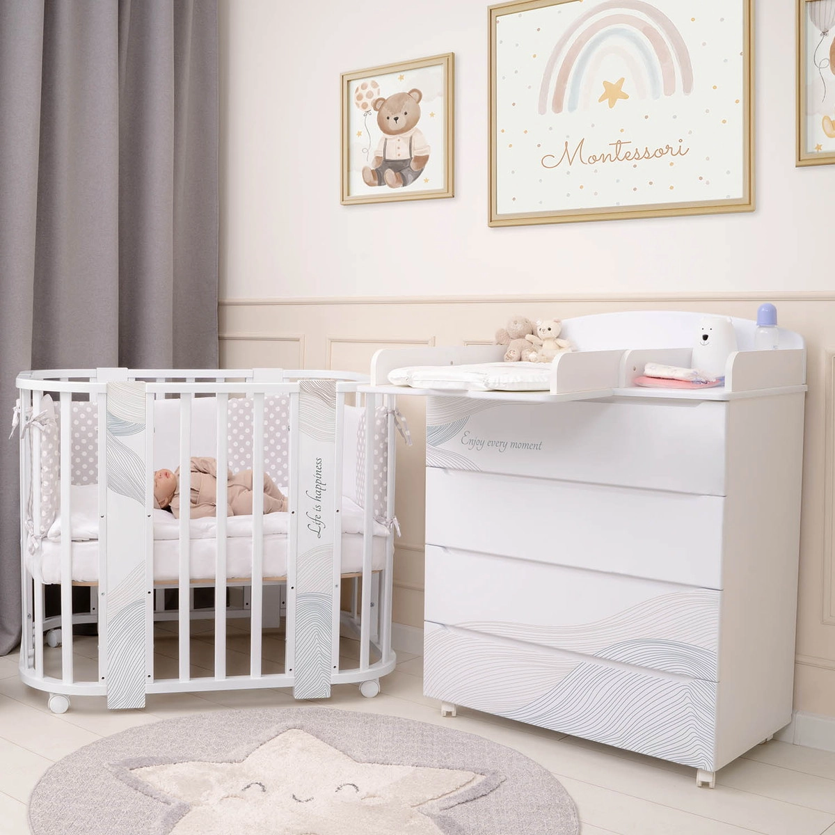 Комод Indigo Green Line с узким пеленальным столиком, ЛДСП, МДФ  Волна ergd2rmp26w4wrz6h1c43r0kyg70gz4p