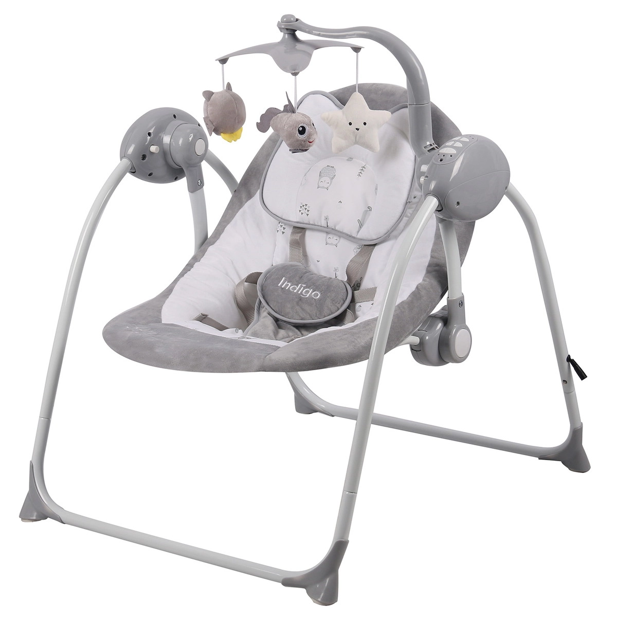 Электрокачели Indigo STAR (0-9 кг), с адаптером, п/у, 12 мел.,5 скоростей,москитка Серый 5oxape3dc29rvaekkct2zjnufu5vi9rh