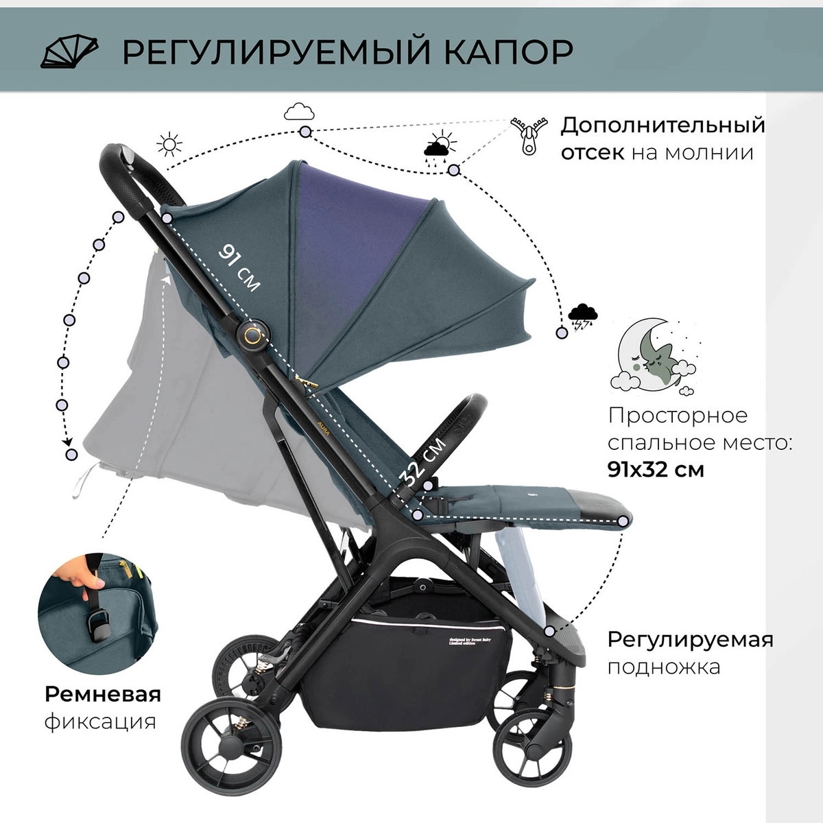 Прогулочная коляска Sweet Baby Aura Green lm1ak4d87h5o7ytv29l765xug41rzqcv