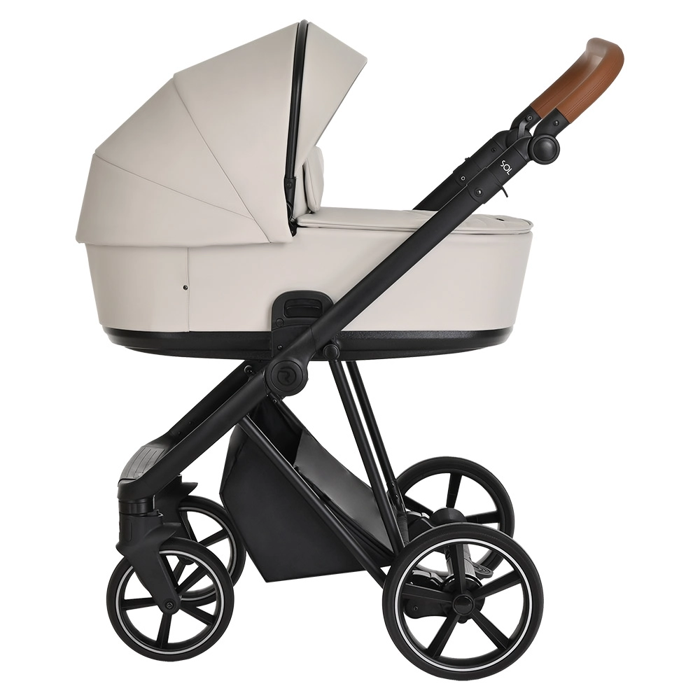 Коляска 2 в 1 Roan Sol Кожа Island Stone /Black/ руч.Коричневый 403af98554fcf9b04de343ed18a12313