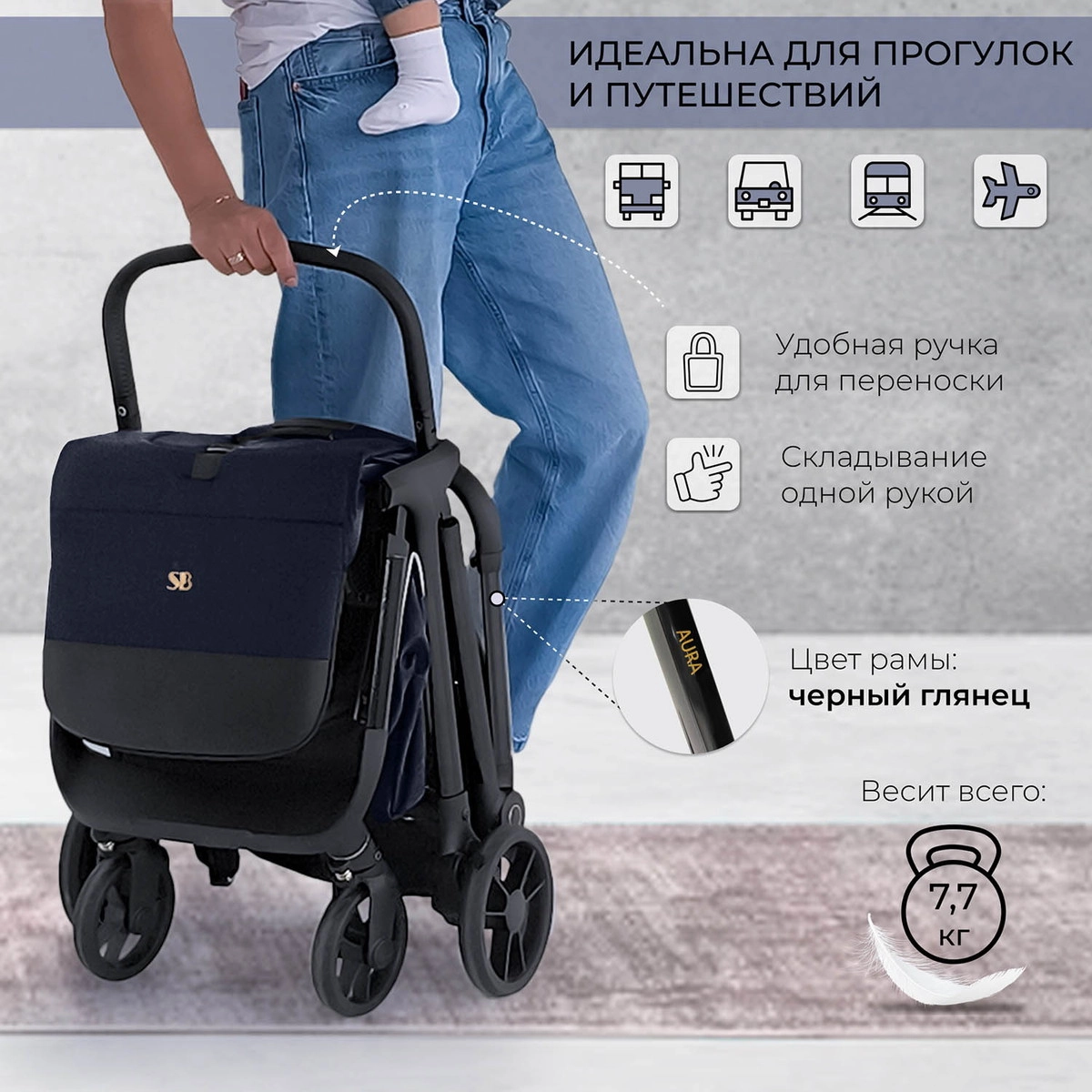 Прогулочная коляска Sweet Baby Aura Dark Blue ouqw30troeprfgu9vokira5w4zweq5tv