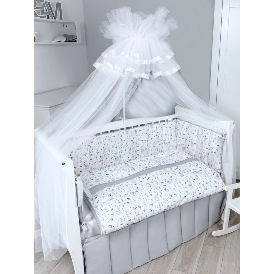 Комплект постельного белья Lepre Rabbits 6 предметов (125*65) (Белый/Серый)