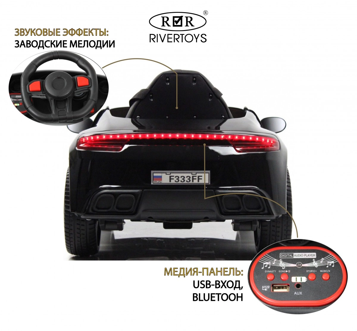 Детский электромобиль RiverToys F333FF черный глянец 1w61dazas92tc23kxglkhhs69pgpvqhp