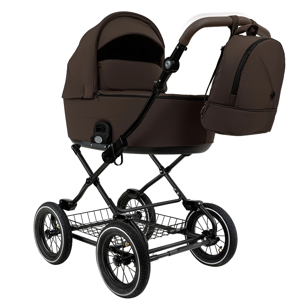 Коляска для новорожденных Roan Bass Next Classic, d12 (Turkish Coffe/Black/руч.Cappuccino)