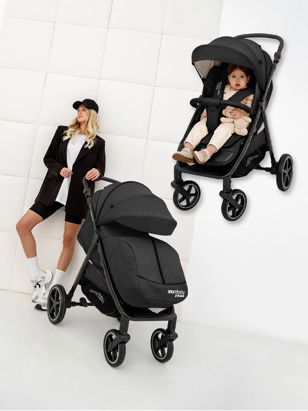 Прогулочная коляска Amarobaby Strollin Joy (Черный)