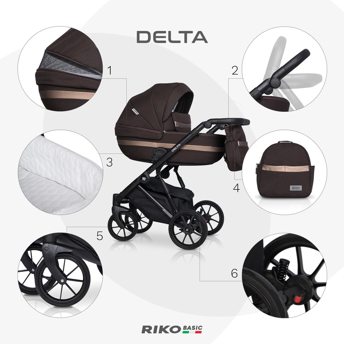 Коляска 3 в 1 RIKO BASIC DELTA 04 Chocolate (темно-коричневый) 1euvuzqh739p2ey4g1yev0hmykk188pb