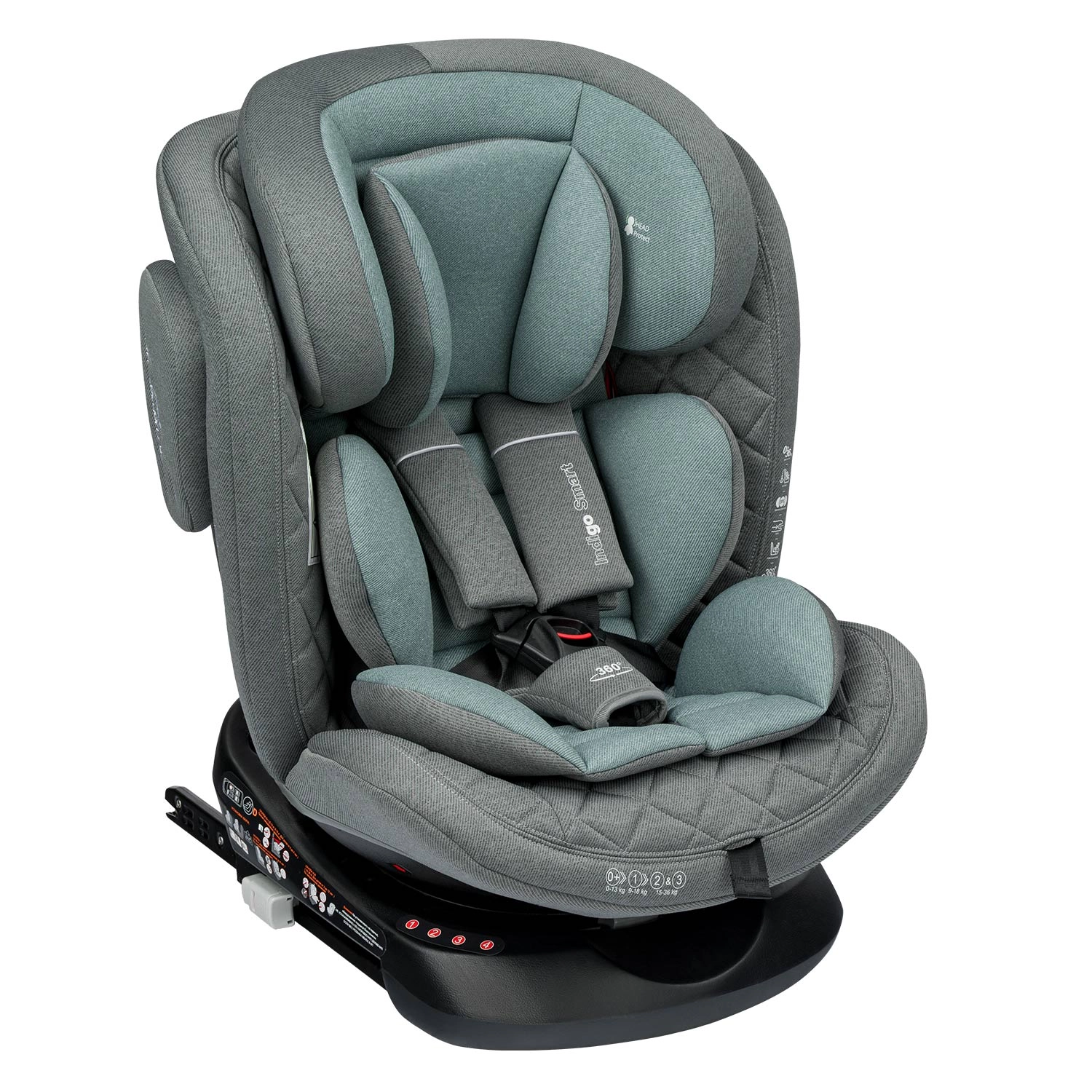 Автокресло Indigo SMART ISOFIX, группа 0+1+2+3 серый-зеленый 36d5234f18ee953726227b7348cfbd7e