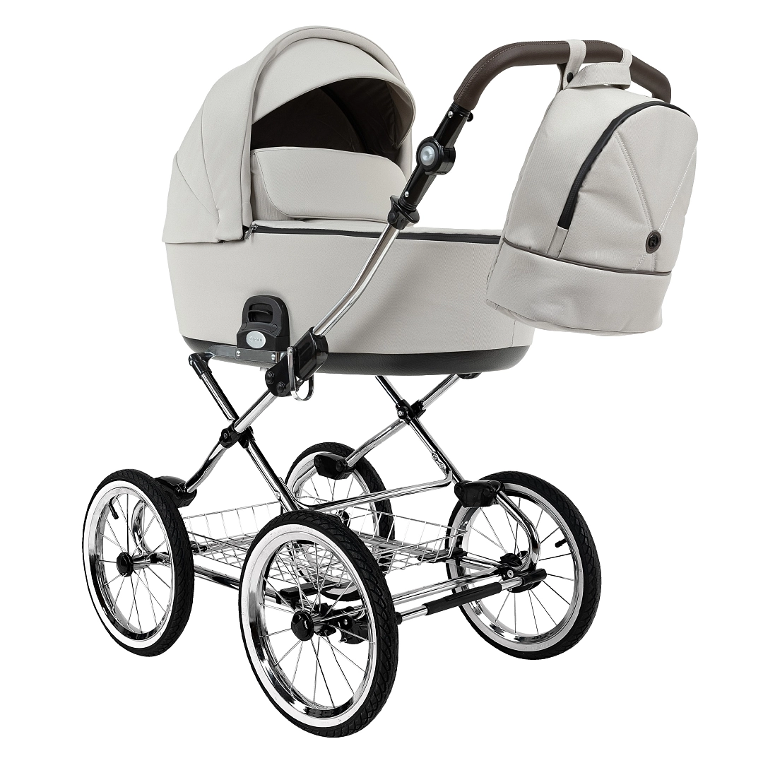 Коляска для новорожденных Roan Bass Next Classic, d14 (Marzipan/Black/руч.Cappuccino)