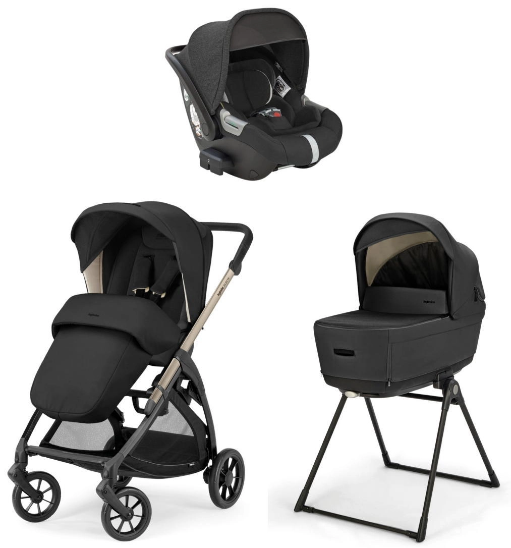 Коляска 3 в 1 Inglesina Electa 2025 (DRW i-Size) с подставкой под люльку Stand Up (Upper Black)
