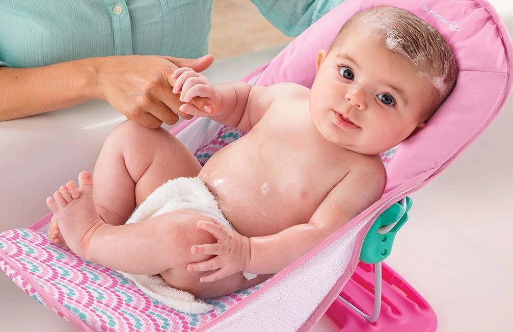 Лежак с подголовником для купания Summer Infant Deluxe Baby Bather розовый/волны nvy9gtvz0accnoedp2e09gl03ch1i7w0