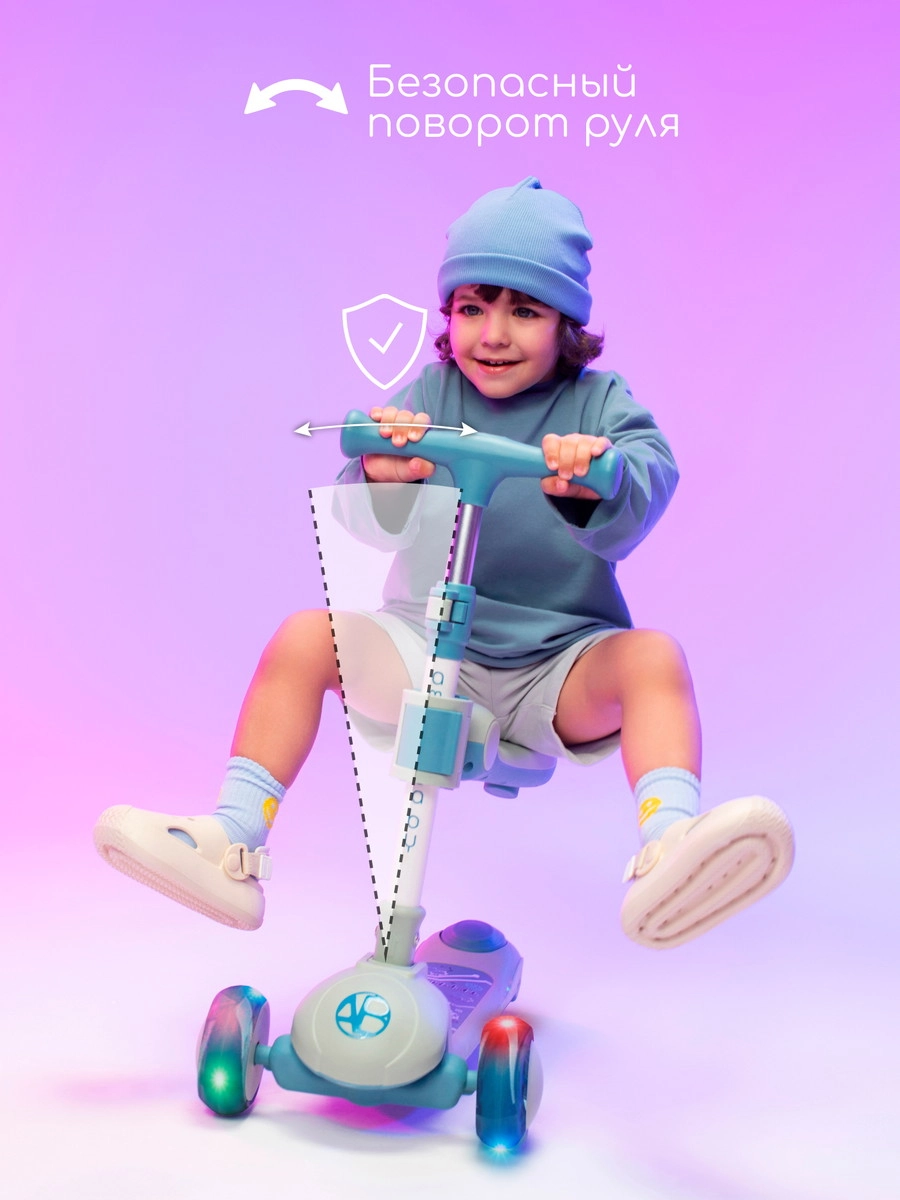 Самокат (кикборд) трехколесный Amarobaby Art Синий n6o3lupwgymfa5k3cile8n7m8sgq5oin